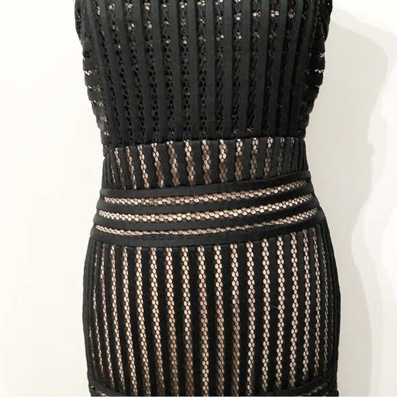 ENDLESS ROSE BLACK LACE CREAM LINING SHEATH MIDI BODYCON COCKTAIL DRESS - S - Picture 5 of 10